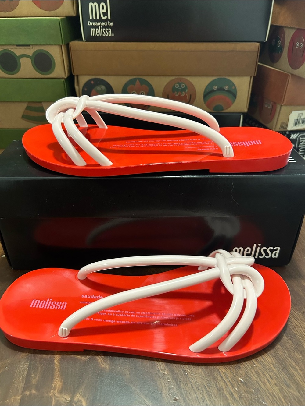 Melissa Red Sandals with Pink Knot Straps NWT